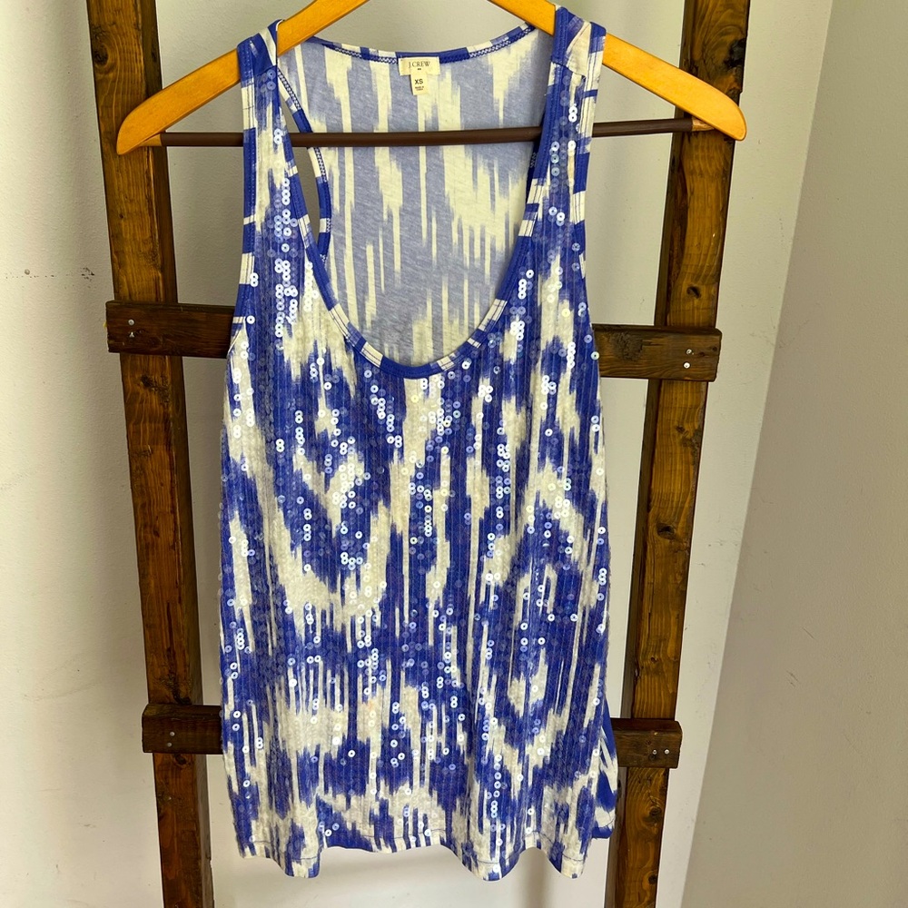 J.Crew Purple Sequined Tank Top Tie Dye Flowy Boho XS